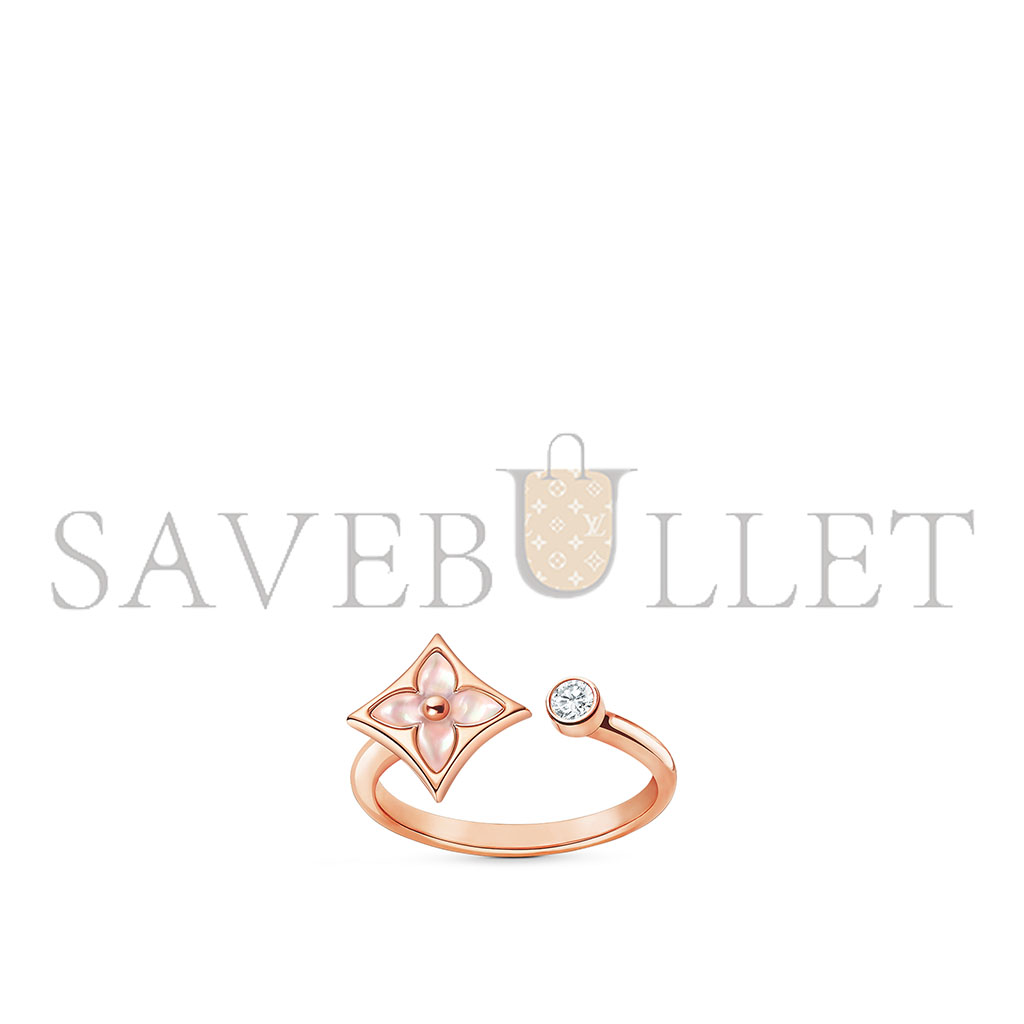 LOUIS VUITTON COLOR BLOSSOM MINI STAR ROSE GOLD, PINK MOTHER-OF-PEARL AND DIAMOND RING Q9N07A